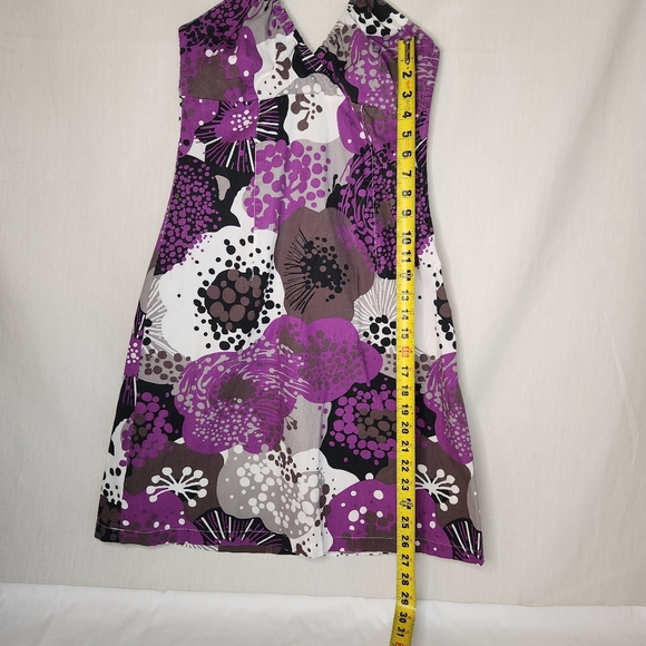 H&M Vintage Purple and White With Black Floral Patterned Dress. Size 8 Cottage - Picture 9 of 9